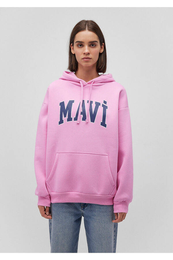 Pink Hoodie with Logo Print 1600361-71038 - 11