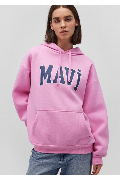 Pink Hoodie with Logo Print 1600361-71038 - 1