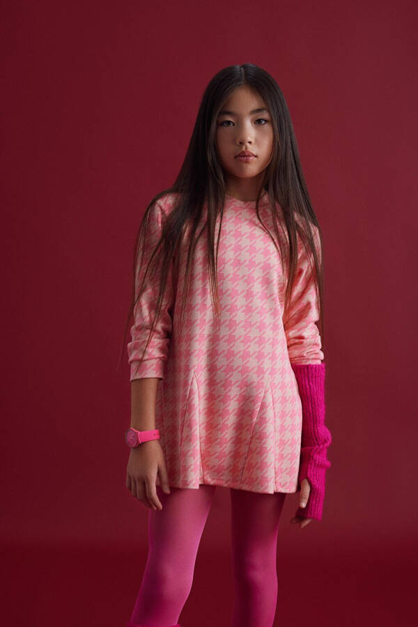 Pink Jacquard Soft Texture Dress for Girls - 6