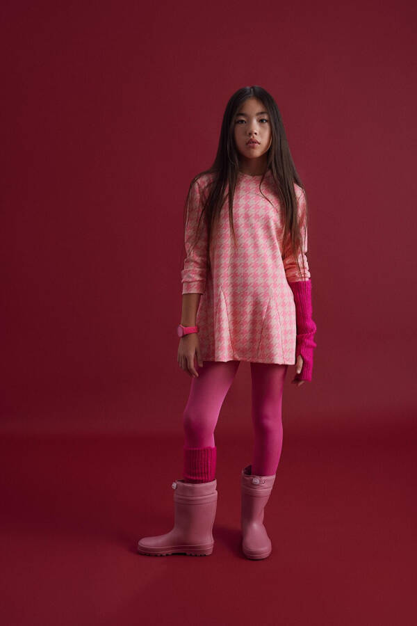 Pink Jacquard Soft Texture Dress for Girls - 7