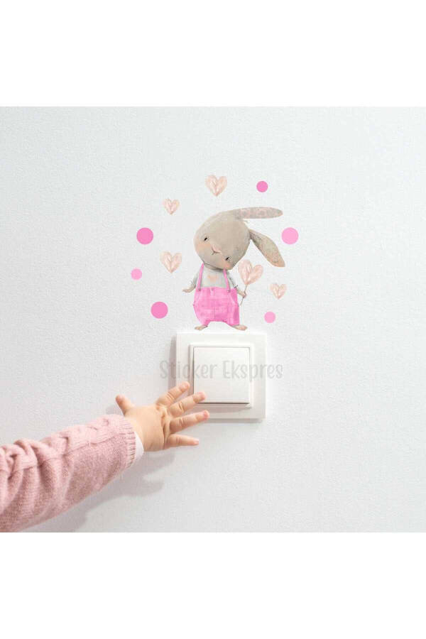 Pink Jumpsuit Rabbit P6 Socket Sticker - 2