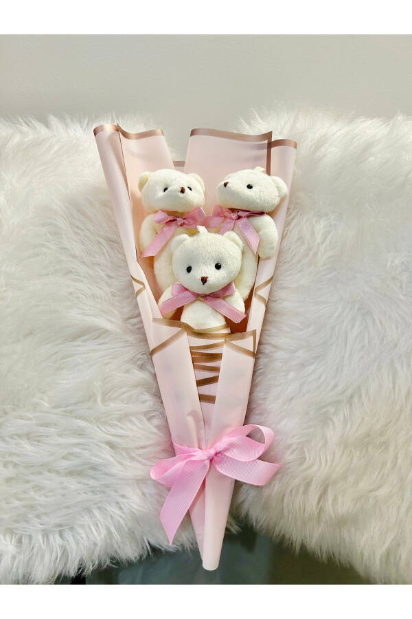 Pink Mini Teddy Bear Hat Bouquet Birthday Anniversary Gift for Girlfriend - 15