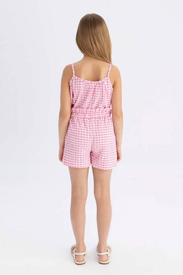 Pink Plaid Paperbag Shorts for Girls - 7