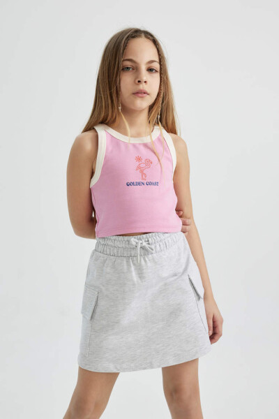 Pink Printed Athletic Tank Top for Girls - 1