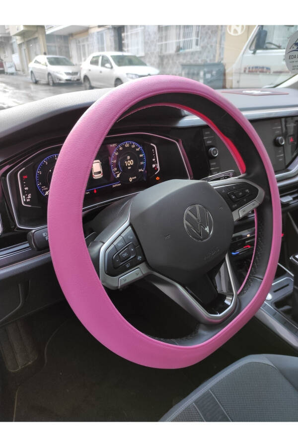 Pink Silicone Steering Wheel Cover - 1