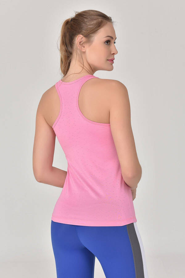 Pink Women's Wide Neck Breathable Sleeveless Sports Training Tank Top Running Athletic T-Shirt 8604 - 24