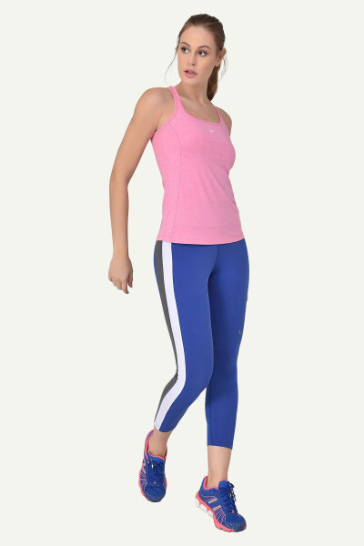 Pink Women's Wide Neck Breathable Sleeveless Sports Training Tank Top Running Athletic T-Shirt 8604 - 5