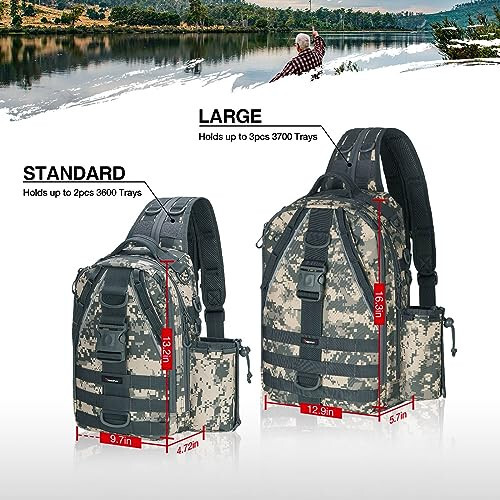 Piscifun Fishing Tackle Backpack with Rod & Gear Holder, Lightweight Outdoor Water-Resistant Fishing Shoulder Storage Bag - 9