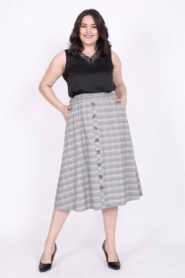 Plaid Elastic Waist Skirt - 1