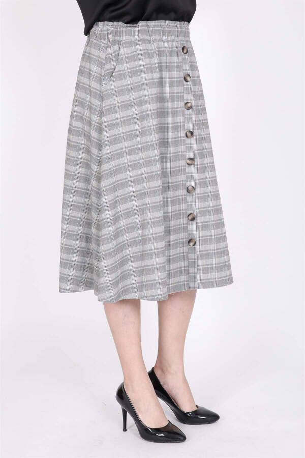 Plaid Elastic Waist Skirt - 2