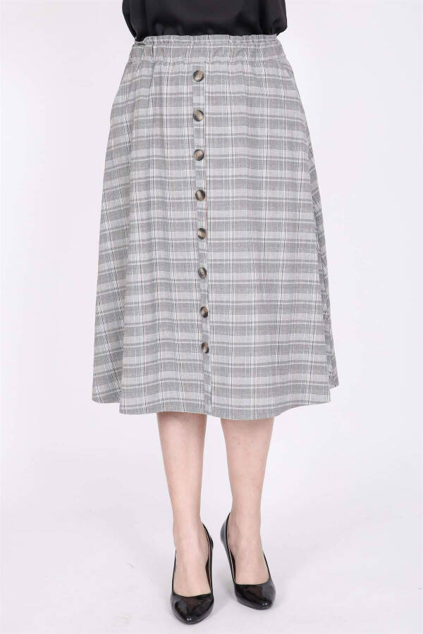 Plaid Elastic Waist Skirt - 3