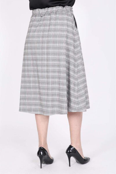 Plaid Elastic Waist Skirt - 4