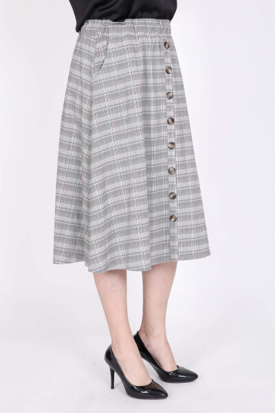 Plaid Elastic Waist Skirt - 5