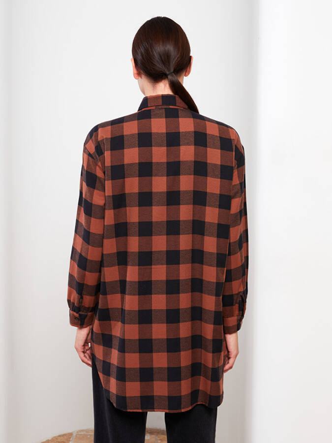 Plaid Long Sleeve Oversized Women's Shirt Tunic - 5