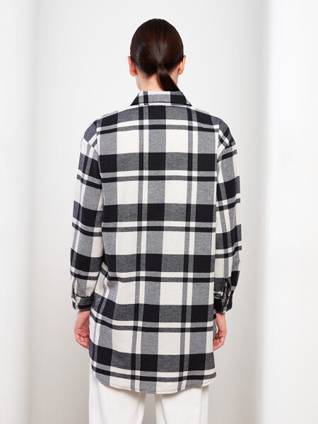 Plaid Long Sleeve Oversized Women's Shirt Tunic - 5