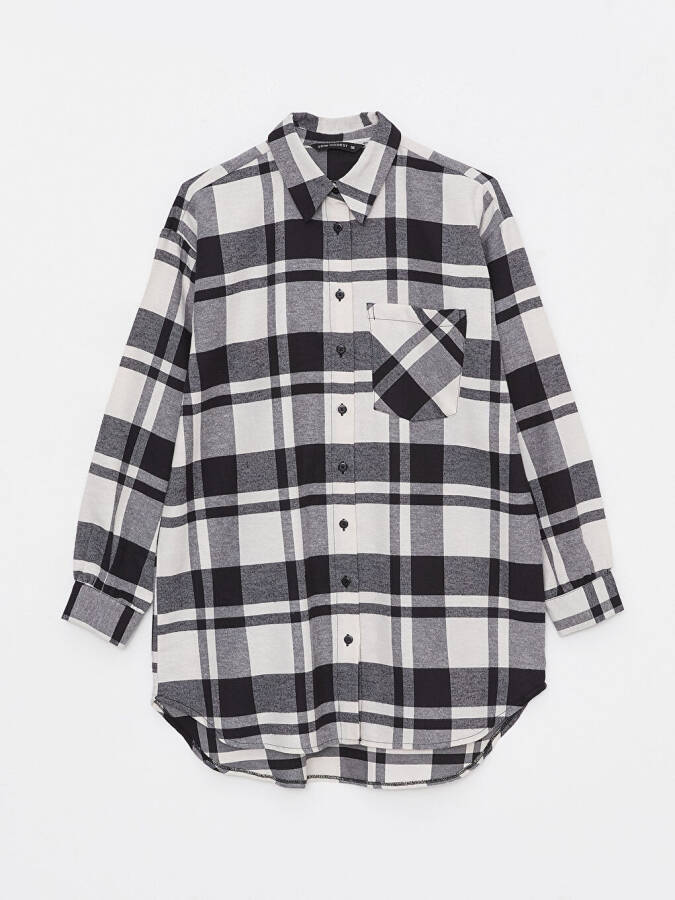 Plaid Long Sleeve Oversized Women's Shirt Tunic - 6