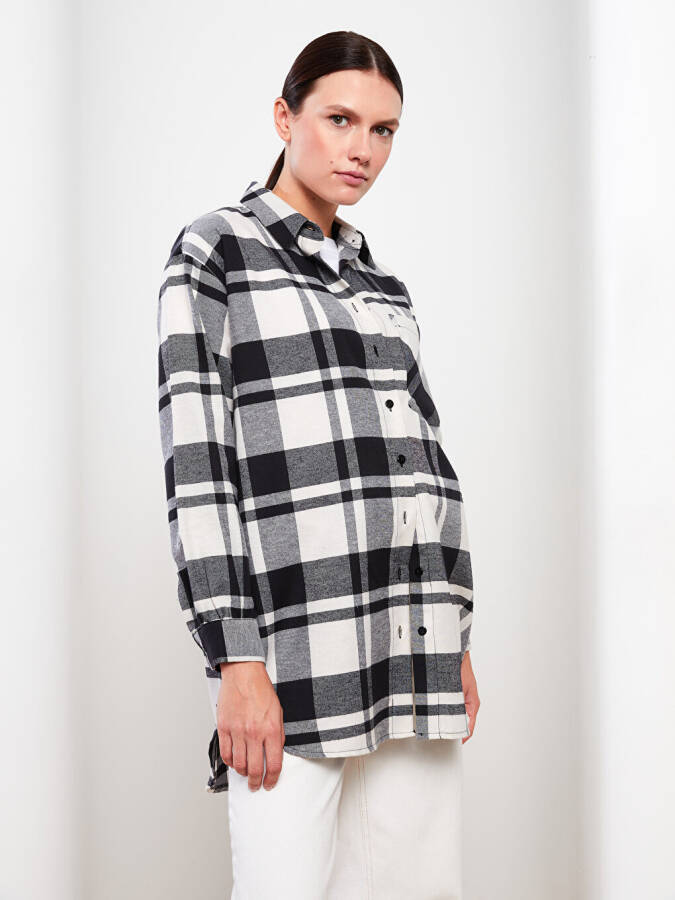 Plaid Long Sleeve Oversized Women's Shirt Tunic - 9