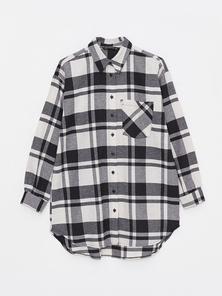 Plaid Long Sleeve Oversized Women's Shirt Tunic - 13