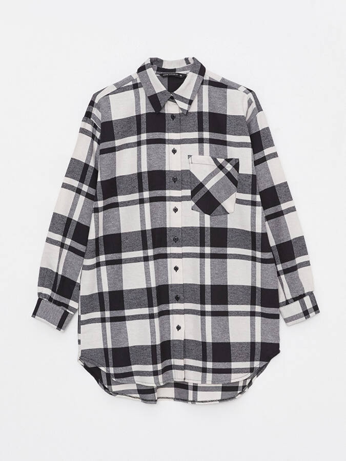 Plaid Long Sleeve Oversized Women's Shirt Tunic - 13