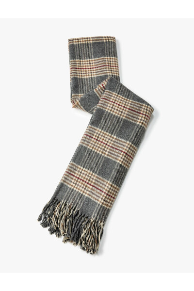 Plaid Scarf with Tassel Detail - 1