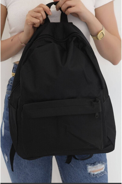 Plain Black Daily Travel Course Backpack - 14