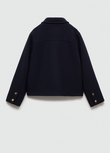 Plain cut coat with pockets, navy blue. - 9