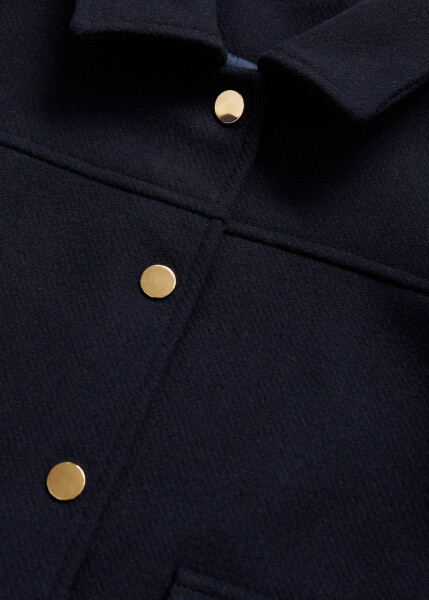 Plain cut coat with pockets, navy blue. - 15