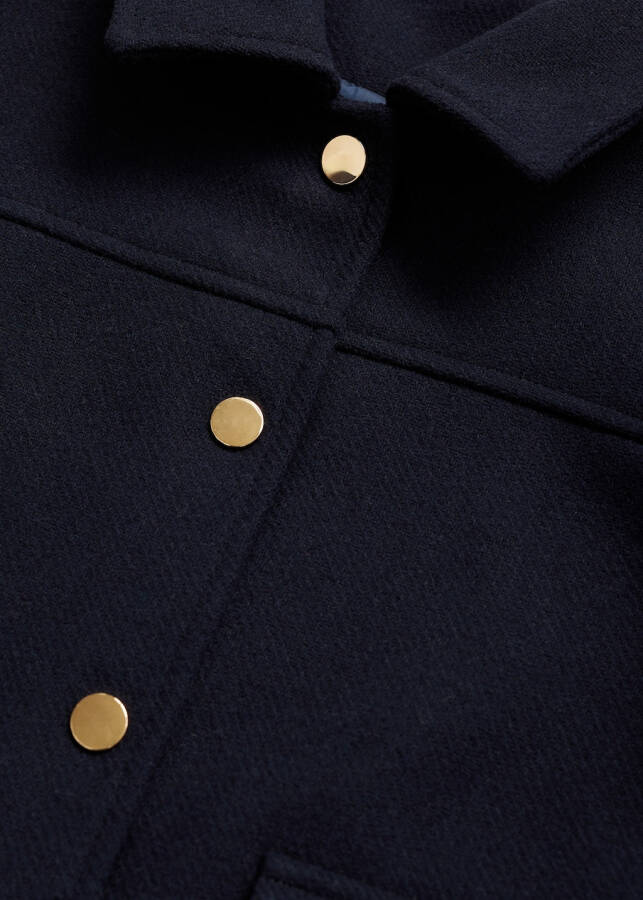 Plain cut coat with pockets, navy blue. - 15