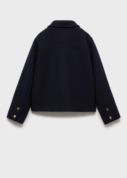 Plain cut coat with pockets, navy blue. - 12