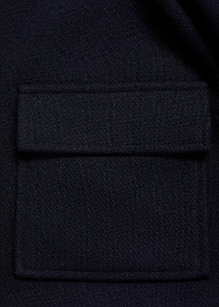 Plain cut coat with pockets, navy blue. - 14