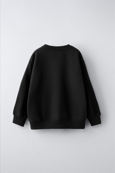 Plain, hooded, cotton sweatshirt (Black) - 2