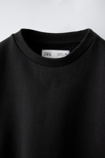 Plain, hooded, cotton sweatshirt (Black) - 3