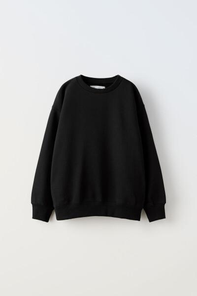 Plain, hooded, cotton sweatshirt (Black) - 4