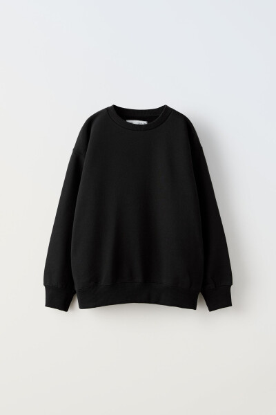 Plain, hooded, cotton sweatshirt (Black) - 5