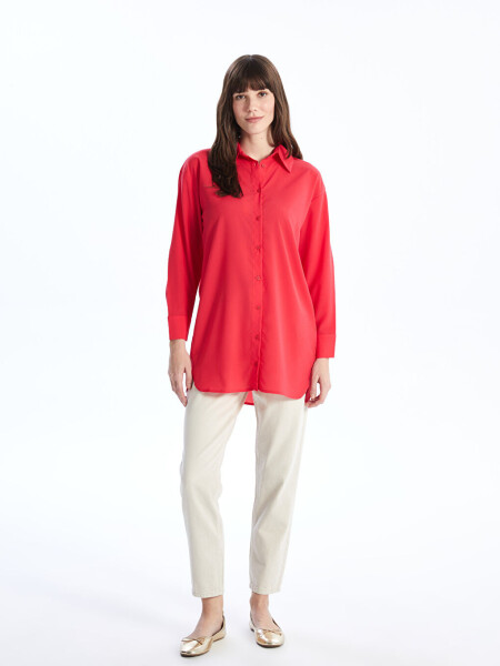 Plain Long Sleeve Oversized Women's Shirt Tunic - 3