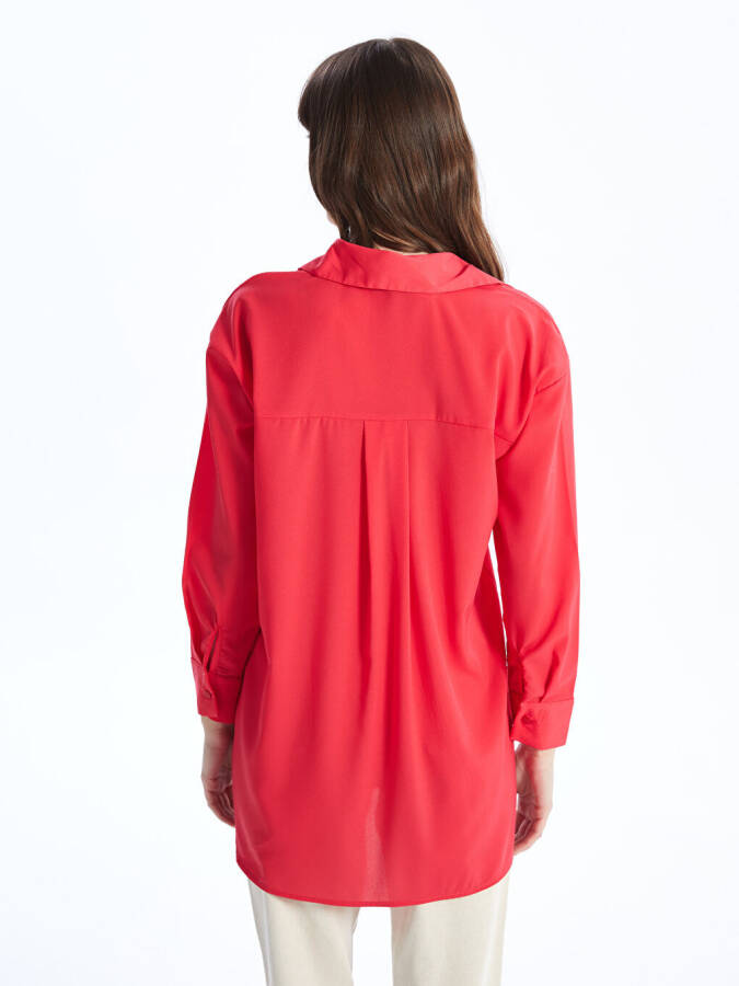 Plain Long Sleeve Oversized Women's Shirt Tunic - 5