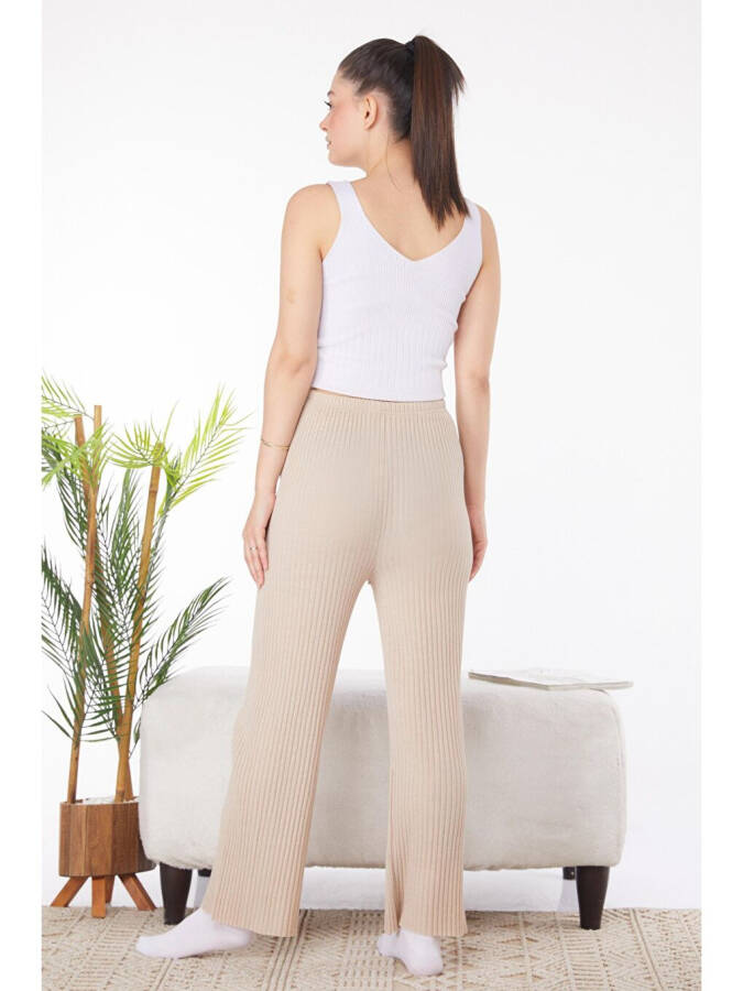 Plain Mid-Rise Women's Beige Sweatpants - 5