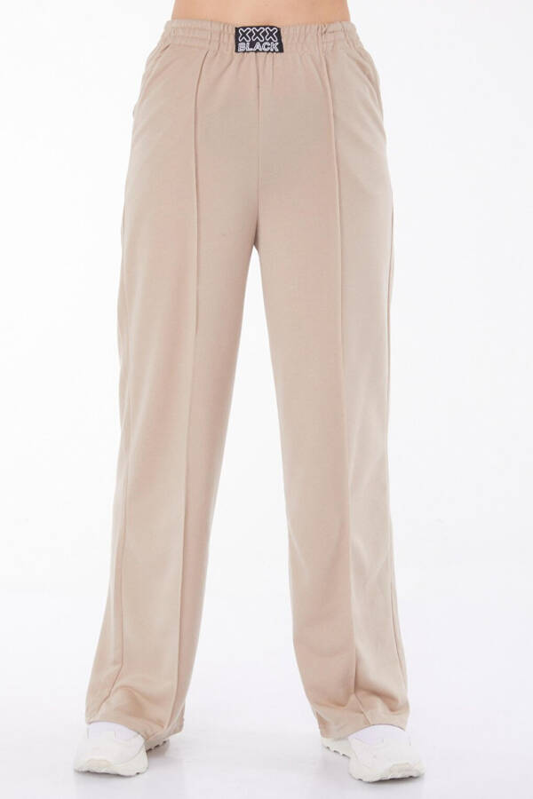 Plain Mid-Rise Women's Beige Sweatpants - 25854 - 2