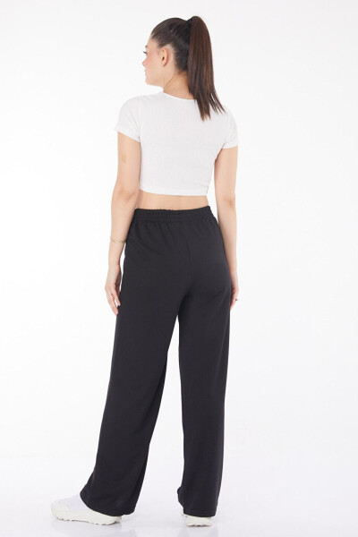 Plain Mid-Rise Women's Black Sweatpants - 25854 - 4