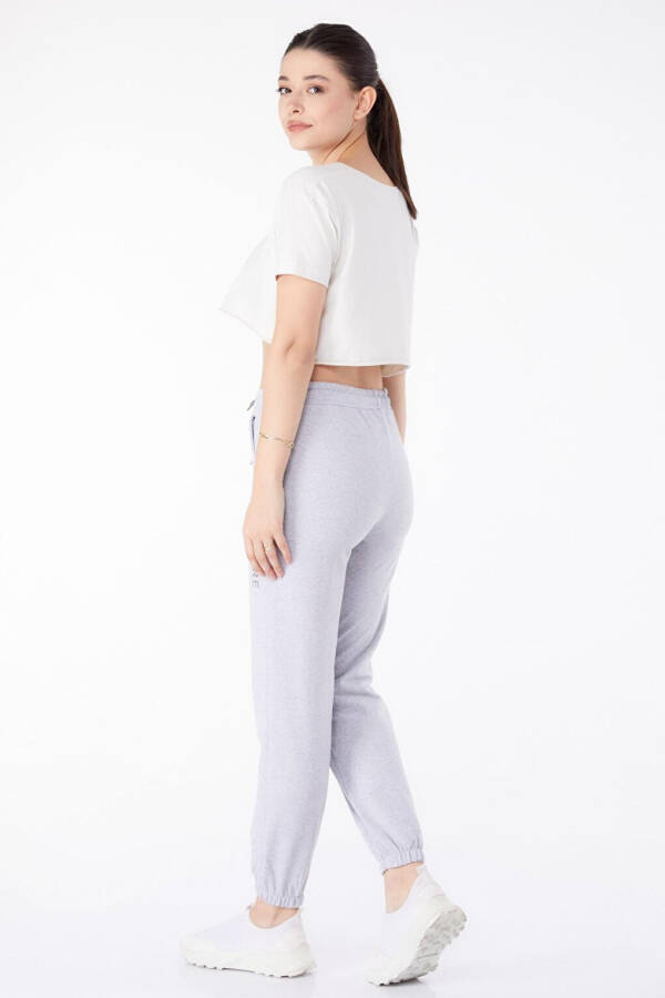 Plain Mid-Rise Women's Grey Sweatpants - 25327 - 5