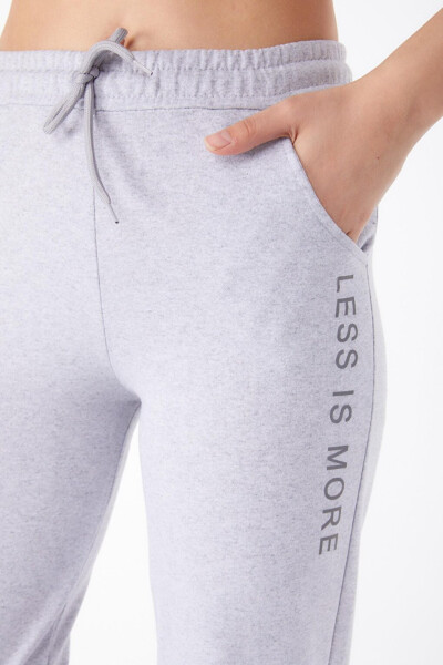 Plain Mid-Rise Women's Grey Sweatpants - 25327 - 6