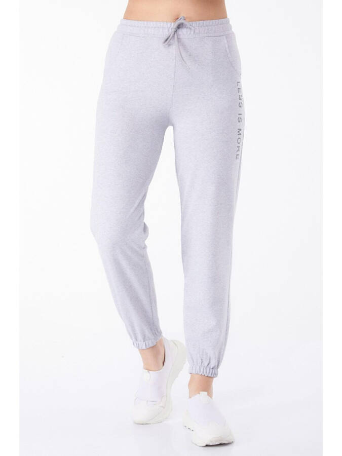 Plain Mid-Rise Women's Grey Sweatpants - 25327 - 3