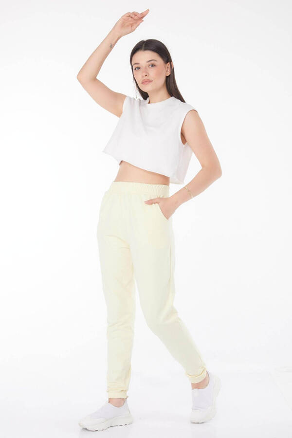 Plain Mid-Rise Women's Yellow Sweatpants - 25705 - 2