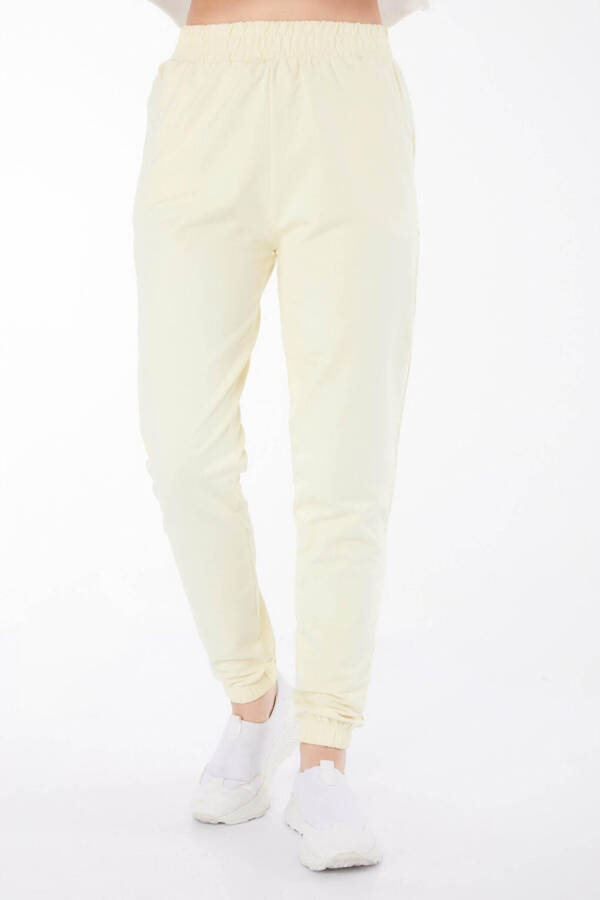 Plain Mid-Rise Women's Yellow Sweatpants - 25705 - 3