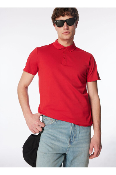 Plain Red Men's Polo T-Shirt M2YP25KARS0G532_SS PAUL PIQUE TAPE - 2