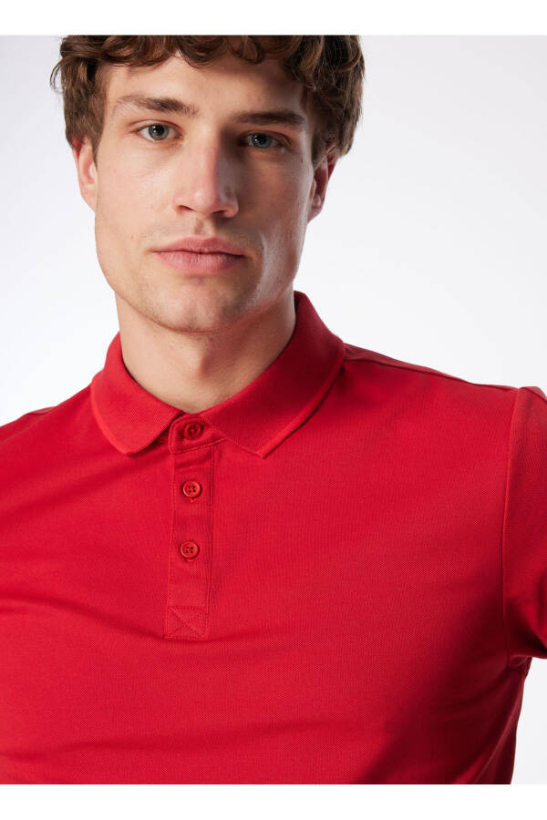 Plain Red Men's Polo T-Shirt M2YP25KARS0G532_SS PAUL PIQUE TAPE - 3