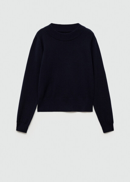 Plain round neck sweater - Dark purple - 1