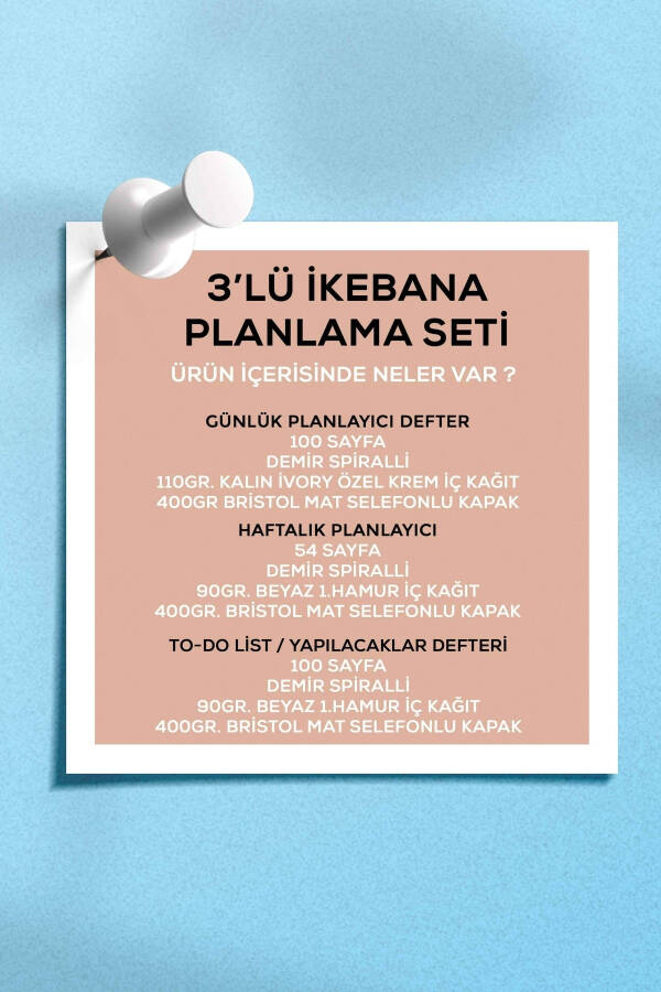 Planlama Seti | 3 Ayrı Özel Ürün | Günlük Planlayıcı Haftalık Planlayıcı Yapılacaklar Listesi | İkebana - 2