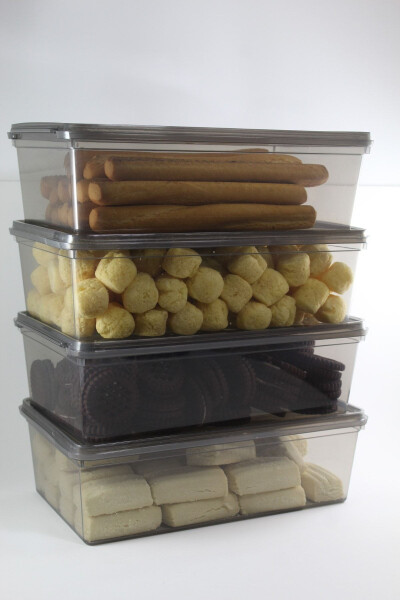 Plastic Anthracite 10 Pcs 2 Lt Lockable Cereal Storage Container Food Toy Coffee Freezer 23x14x8cm - 1