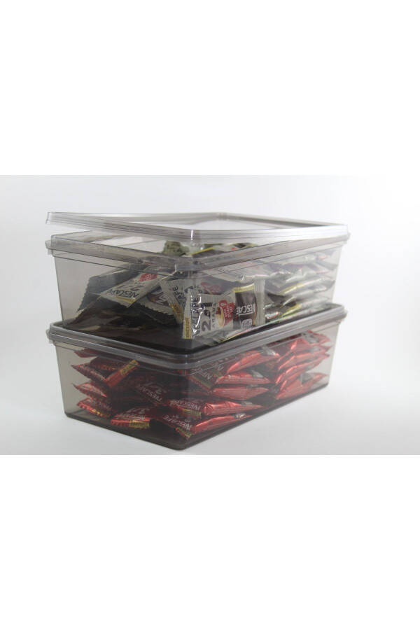 Plastic Anthracite 10 Pcs 2 Lt Lockable Cereal Storage Container Food Toy Coffee Freezer 23x14x8cm - 3